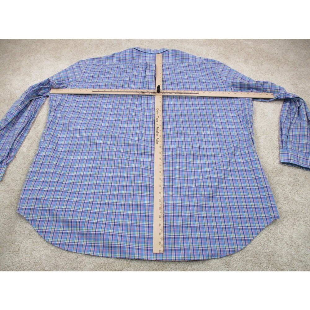 Ralph Lauren Shirt Men 3XLT Tall Blue Pink Plaid Cotton Preppy Casual Button Up - Picture 9 of 11